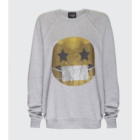 Le Superbe Keep Smiling Face Mask Sweatshirt in Gray - Picture 5 of 5